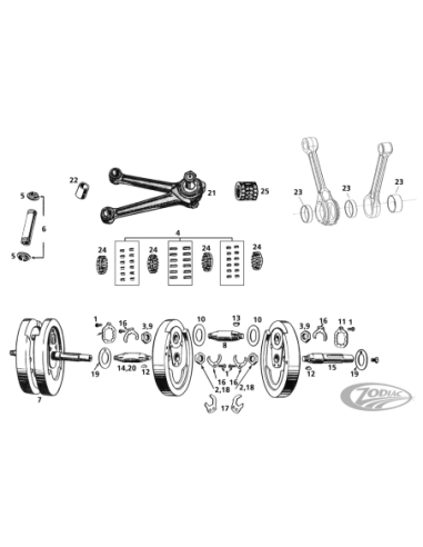 PIECES DE RECHANGE DE VILEBREQUIN POUR 45CI & BIG TWIN LATERAL