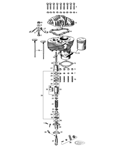 CYLINDRES & SOUPAPES POUR FLATHEAD BIG TWIN