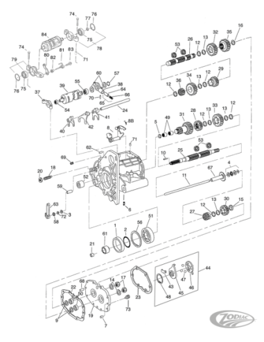 PIGNONS ET ARBRES DE TRANSMISSION POUR SPORTSTER 1991-2005