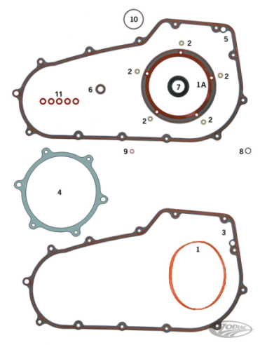 JOINTS, O-RINGS ET SPYS POUR LES PRIMAIRES DES TWIN CAM BOITE 6 2006-2017