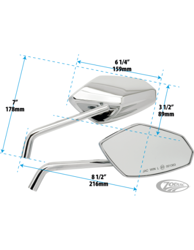 RETROVISEURS ZODIAC STREET ROD HOMOLOGUES CEE