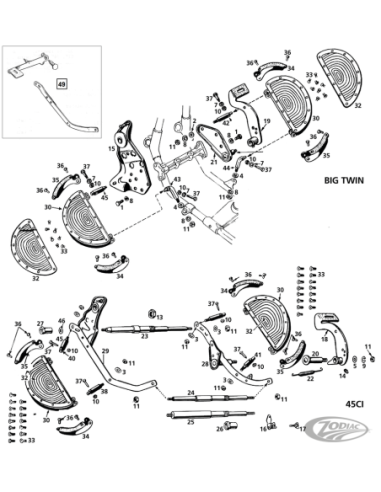 PIECES DE MARCHE-PIEDS POUR ANCIENS BIG TWIN & 45CI